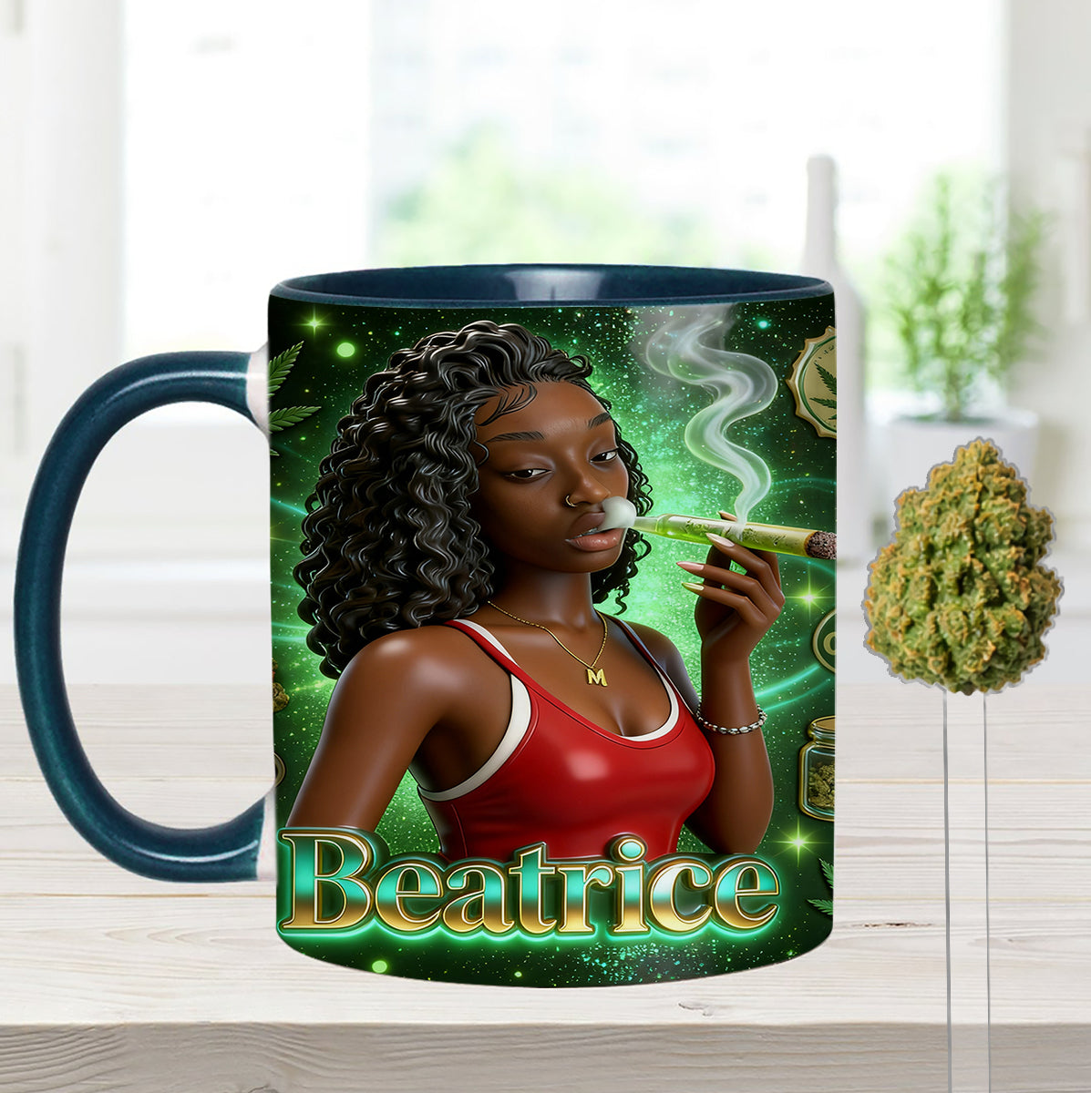 Love Weed - Personalized Weed Set Accent Mug with Acrylic Stirrers