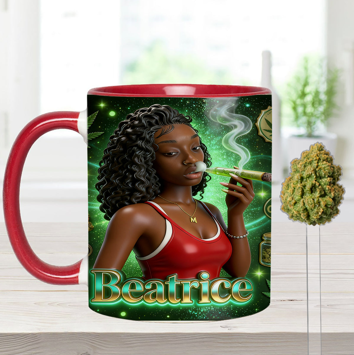 Love Weed - Personalized Weed Set Accent Mug with Acrylic Stirrers