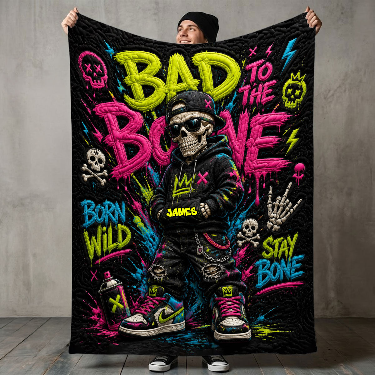 Stay Cool - Personalized Skull Blanket