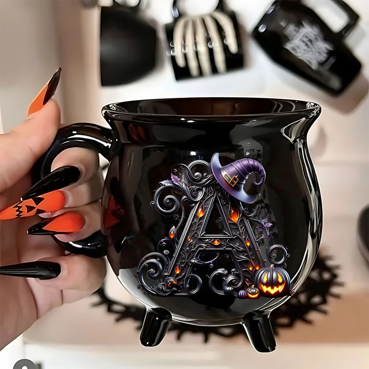 Witch Name Initial Letter - Personalized Witch Cauldron Mug