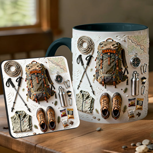 Love Hiking - Personalized Hiking Accent Mug & Coaster
