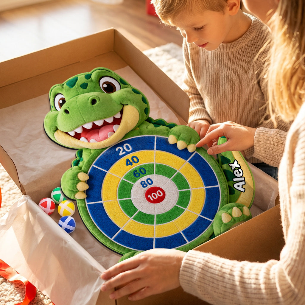 Ready, Aim, Giggle! - Personalized Kid Sticky Ball Dart Board Set