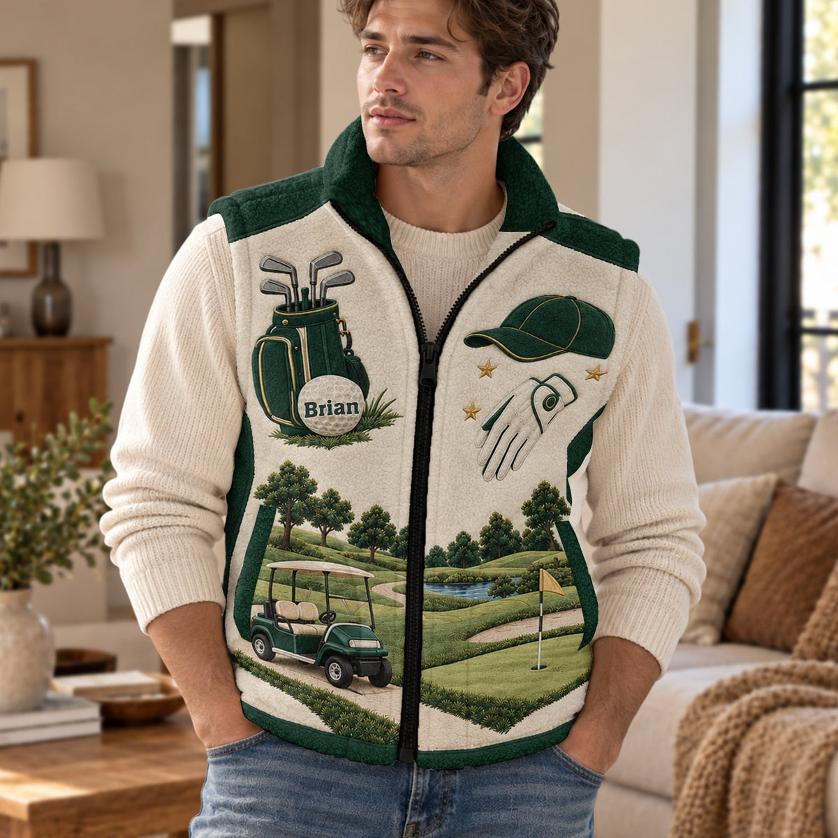 Golf Club - Personalized Golf Flannel Fleece Vest