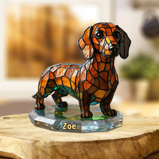Stained Glass Dog - Personalized Dog Custom Shaped Acrylic Plaque