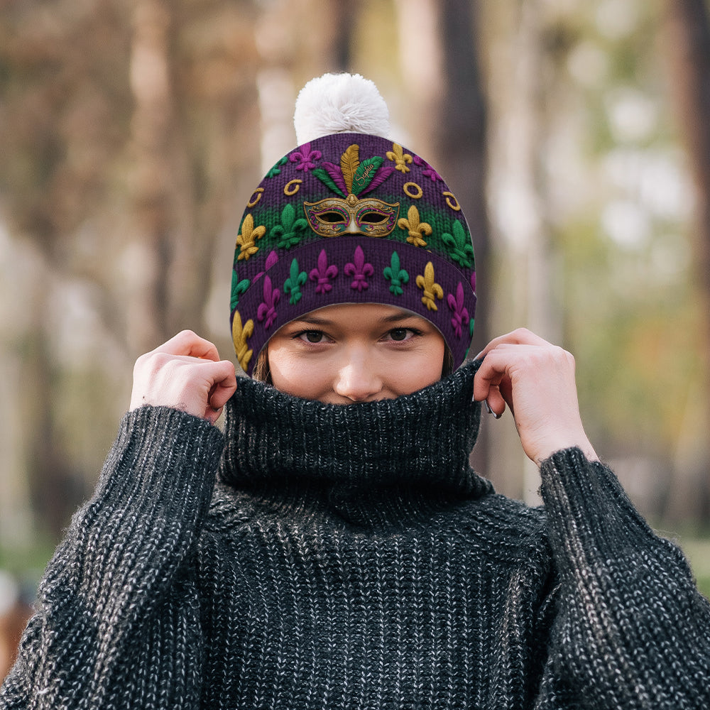 Mardi Gras Vibes - Personalized Mardi Gras Beanie Hat