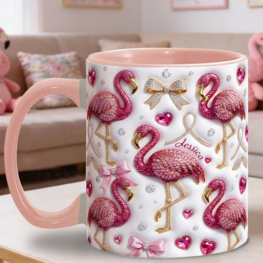 Love Flamingo - Personalized Flamingo Set Accent Mug with Acrylic Stirrers