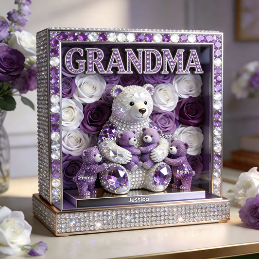 Mom/Grandma Bear - Personalized Mother Custom Shaped Acrylic Plaque