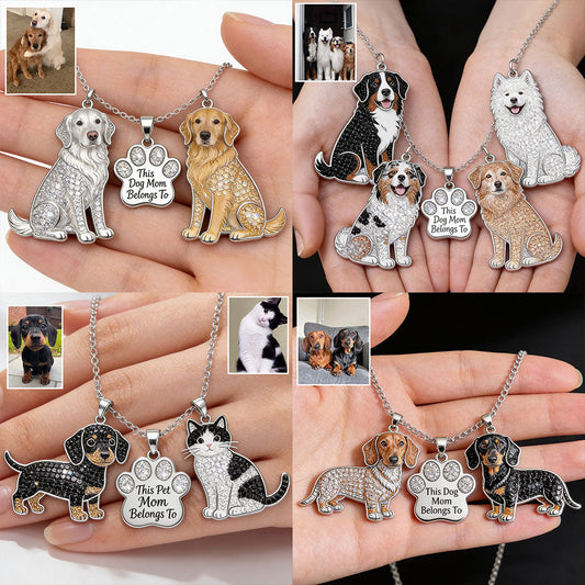 This Dog Mom Belongs To - Personalized Dog Metal Necklaces With Pendants