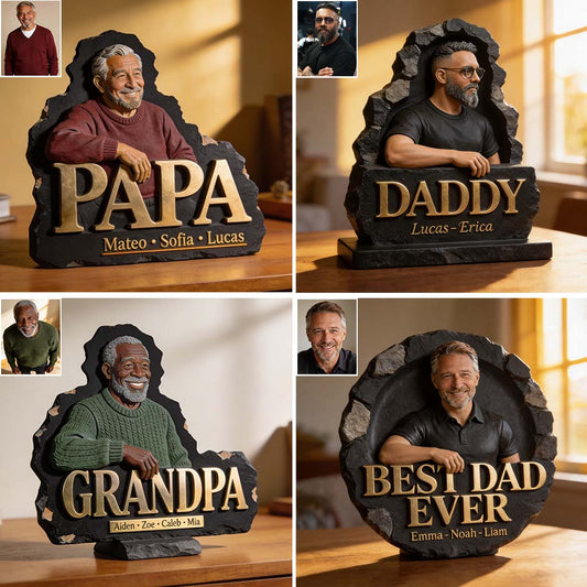 Papa Dad Gift Custom From Photo - Personalized Grandpa Custom Shaped Acrylic Plaque