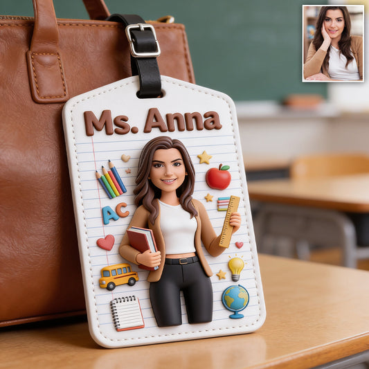 Custom Portrait Teacher - Personalized Teacher Luggage Tag