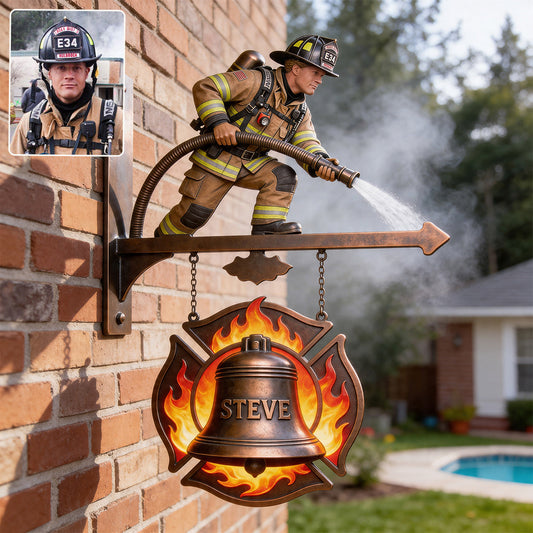 Proud Firefighter - Personalized Firefighter Wooden Wall Mount Sign