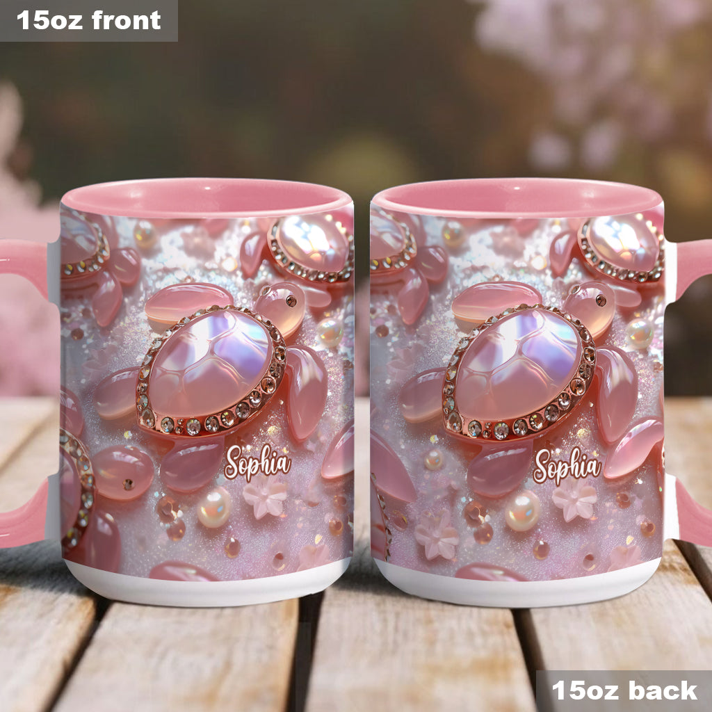 Pink Turtle - Personalized Turtle Accent Mug
