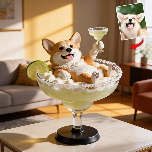 Personalized Dog Swimming In Cocktail, Wine, Whiskey - Personalized Dog Custom Shaped Acrylic Plaque