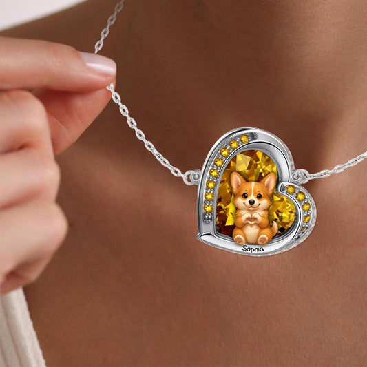 Puppy/ Kitty Makes Heart Hands - Personalized Dog Custom Shaped Pendant Necklace