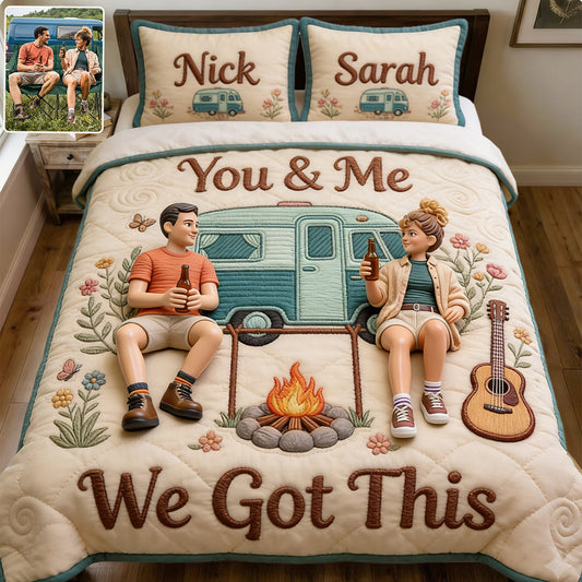 You & Me We Got This - Personalized Camping Quilt Set