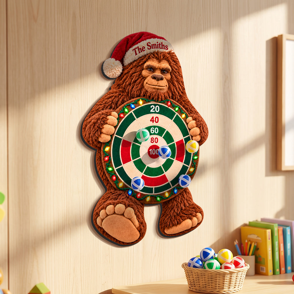 Bigfoot’s Merry Game Night - Personalized Hiking Sticky Ball Dart Board Set