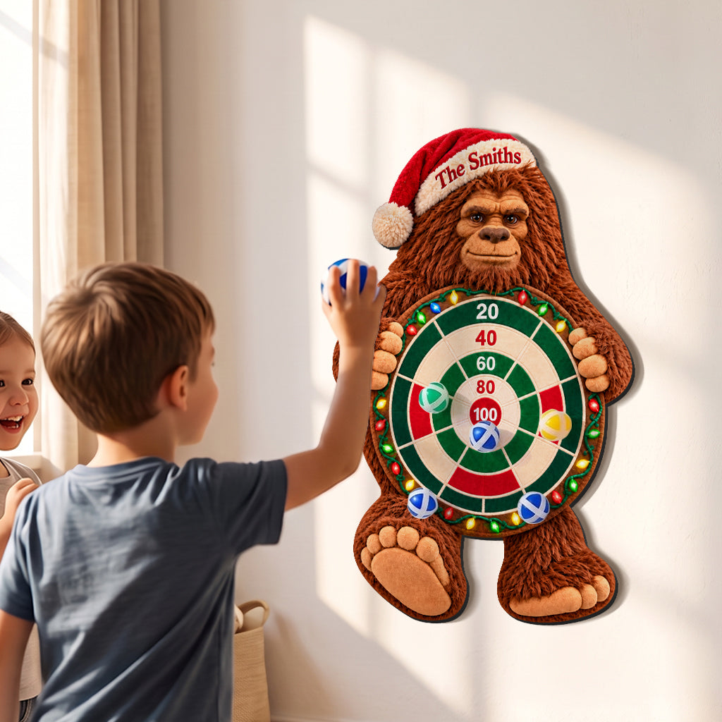 Bigfoot’s Merry Game Night - Personalized Hiking Sticky Ball Dart Board Set
