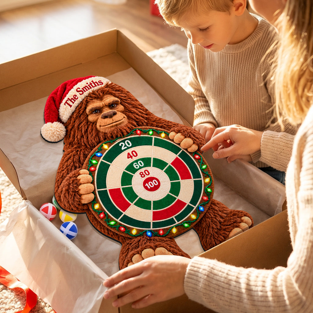 Bigfoot’s Merry Game Night - Personalized Hiking Sticky Ball Dart Board Set