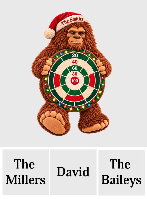 Bigfoot’s Merry Game Night - Personalized Hiking Sticky Ball Dart Board Set