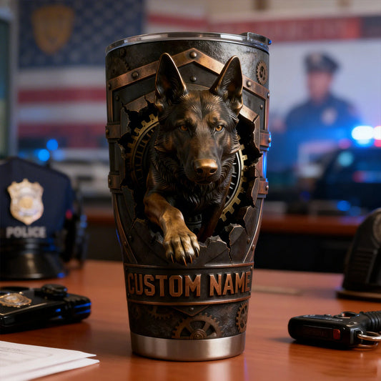 Shield And German Shepherd - Personalized Police Officer Tumbler