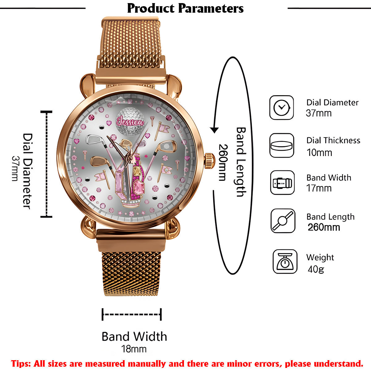 Love Golf - Personalized Golf Women Hand Watch