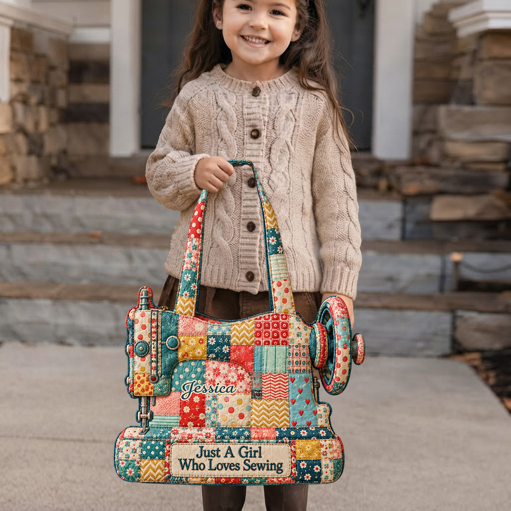 Just A Girl Who Loves Sewing - Personalized Sewing Custom Shape Tote Bag