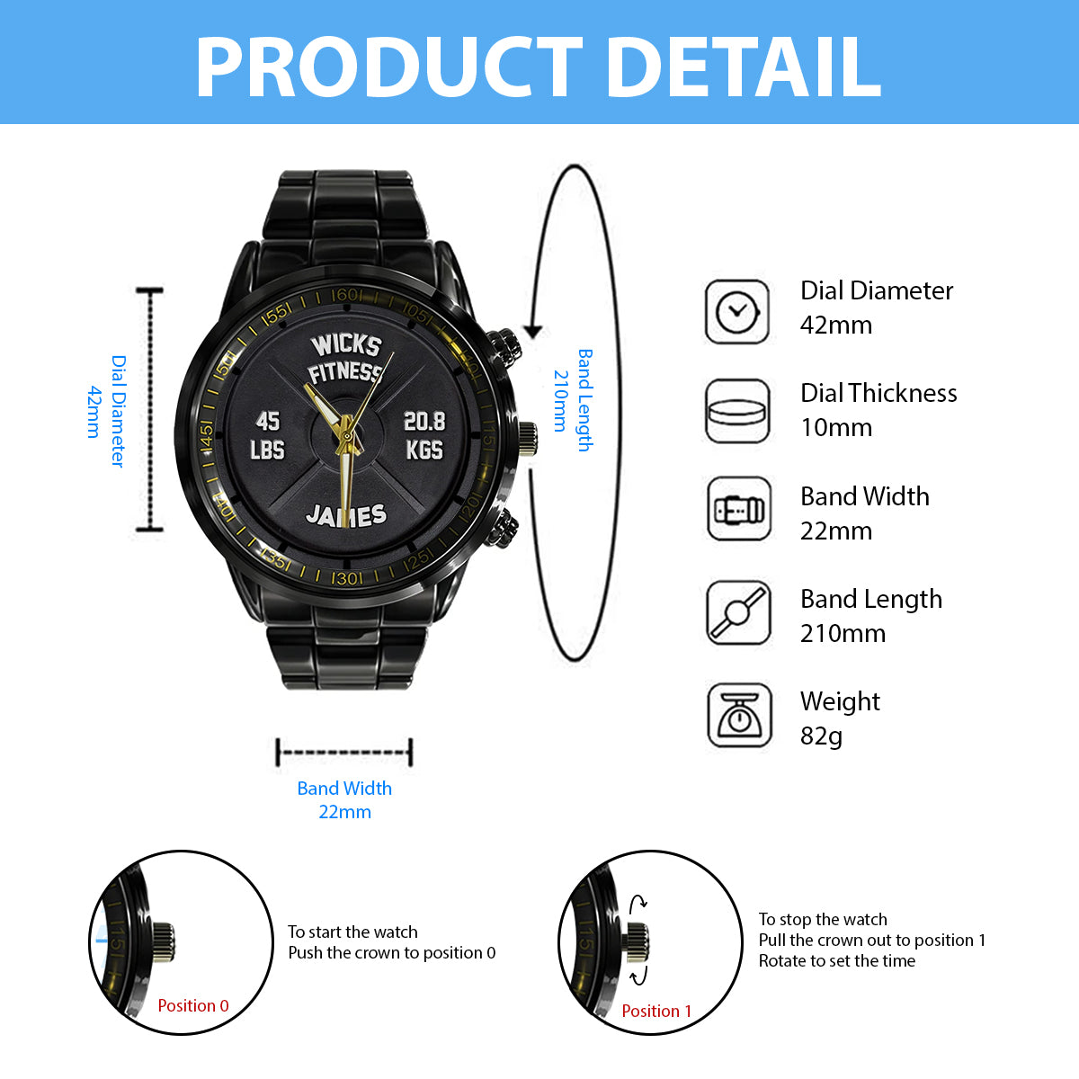 No Pain No Gain - Personalized Fitness Hand Watch