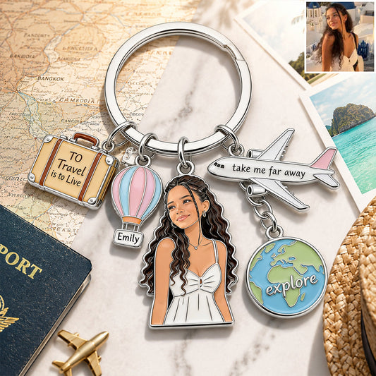 To Travel Is To Live - Personalized Travelling Premium Keychain With Charms