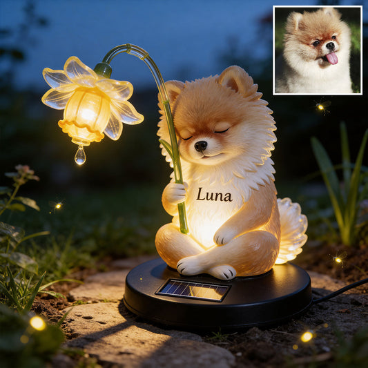 Sleepy Puppy - Personalized Dog Garden Solar Light
