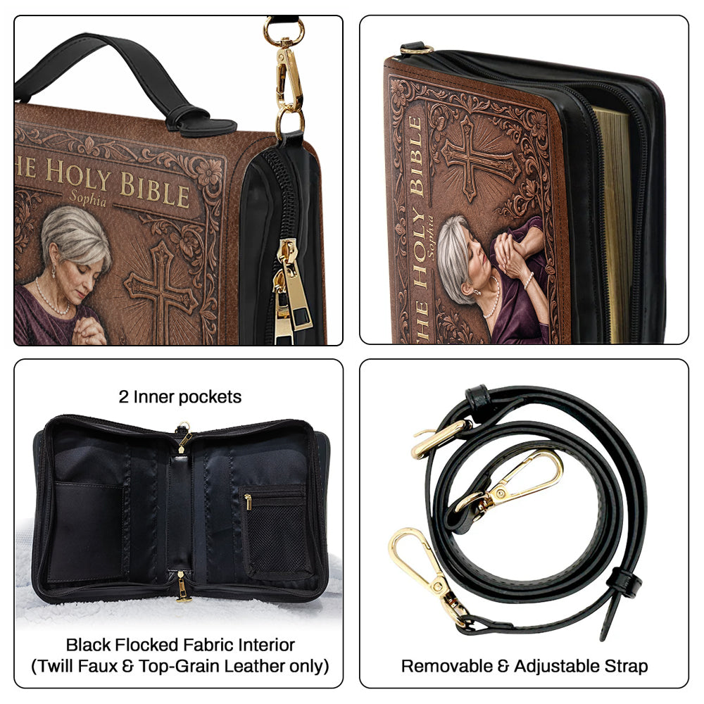 Sunday Church - Personalized Christian Leather Bible Cover Bag