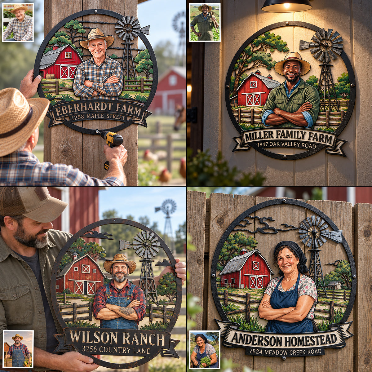 Country Life - Personalized Farmer 3D Printed Cut Metal Sign