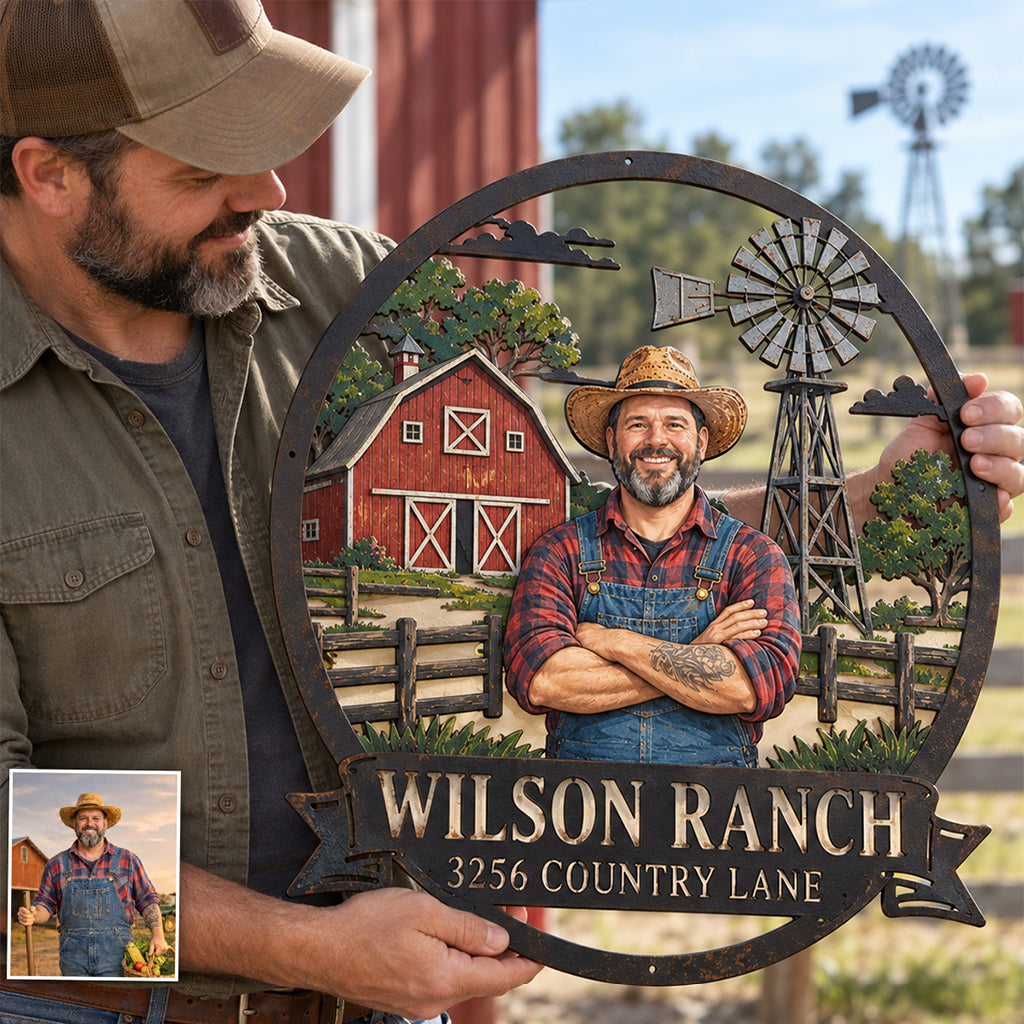 Country Life - Personalized Farmer 3D Printed Cut Metal Sign