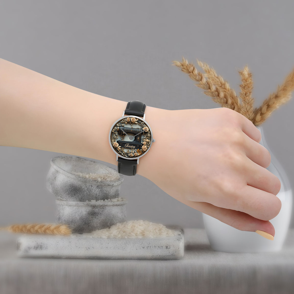 Vintage Sewing Machine - Personalized Sewing Hand Watch