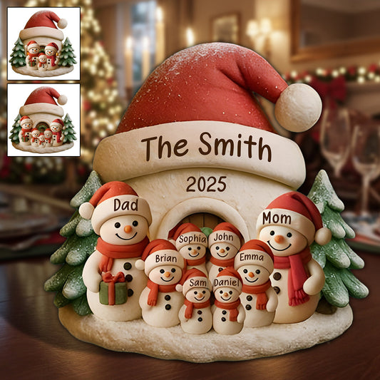Snowman Family - Personalized Christmas Custom Shaped Acrylic Plaque