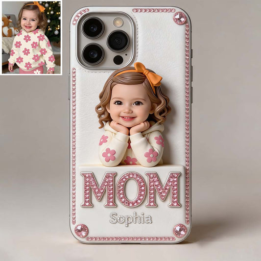 Mother's Day Gift, Custom From Any Photo - Personalized Mother 3D Embossed Leather Phone Case