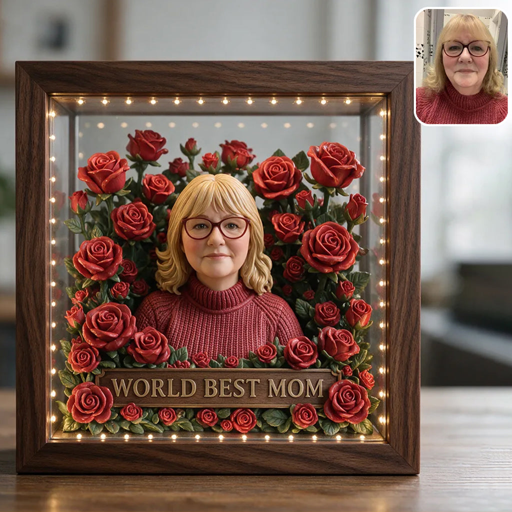 Floral Keepsake Gift For Her/ Mother/ Sister/ Besties... - Personalized Mother Wooden Frame LED Light