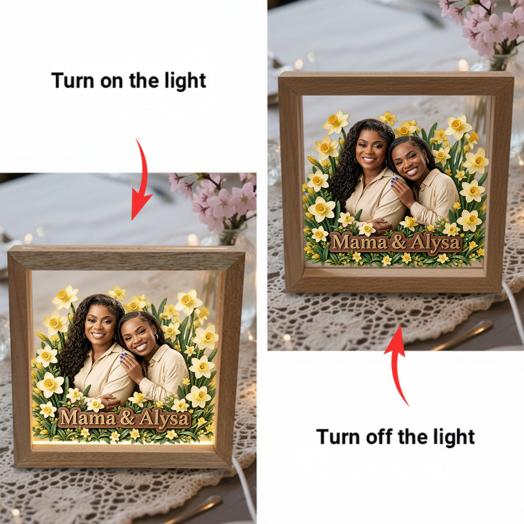 Floral Keepsake Gift For Her/ Mother/ Sister/ Besties... - Personalized Mother Wooden Frame LED Light