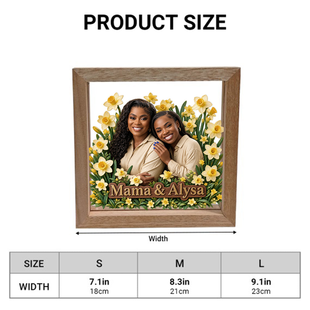 Floral Keepsake Gift For Her/ Mother/ Sister/ Besties... - Personalized Mother Wooden Frame LED Light
