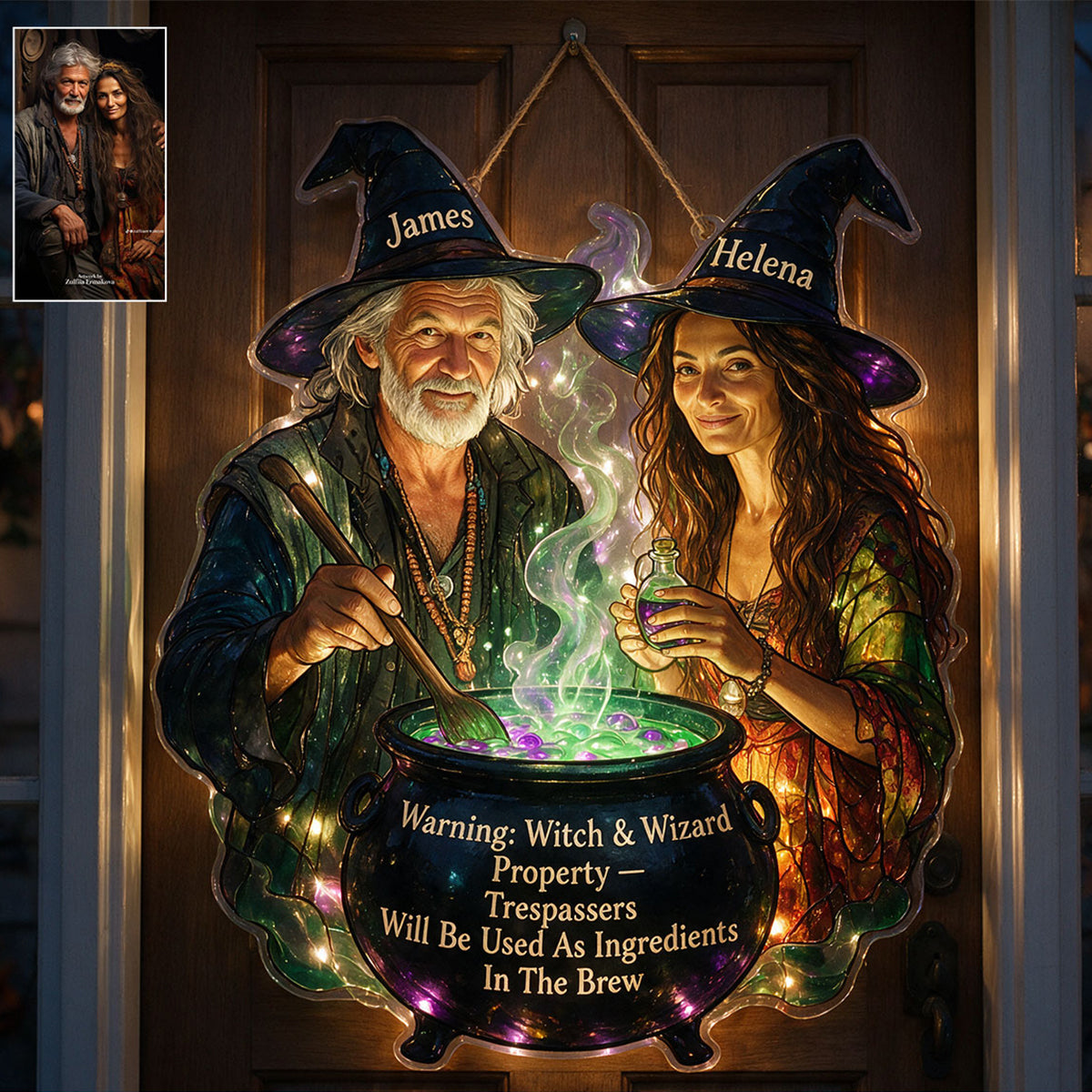 Warning Witch Property - Personalized Witch LED Light Acrylic Sign
