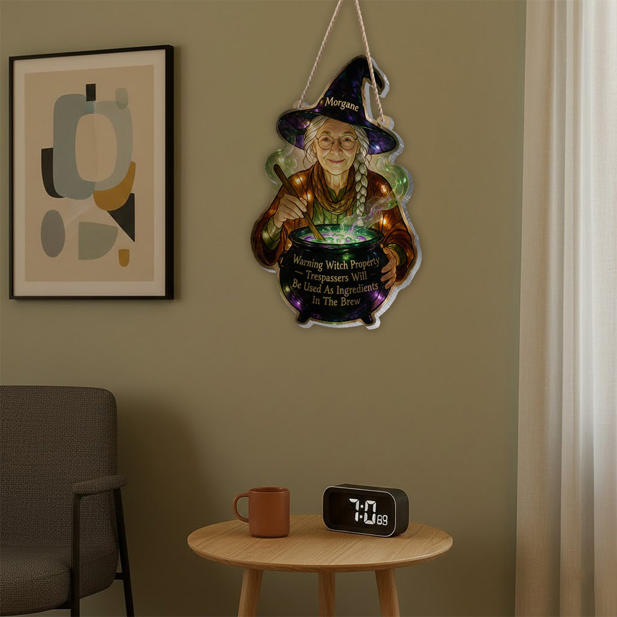 Warning Witch Property - Personalized Witch LED Light Acrylic Sign