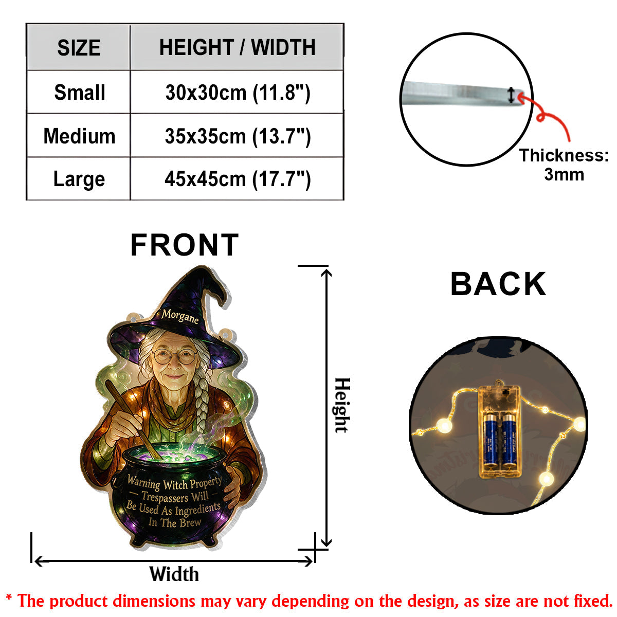 Warning Witch Property - Personalized Witch LED Light Acrylic Sign