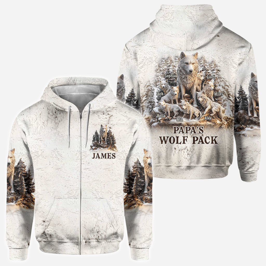 Papa Wolf Pack - Personalized Father All Over Shirt
