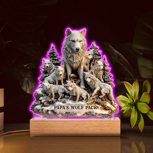 Papa's Wolf - Personalized Father Custom Shaped Acrylic Plaque