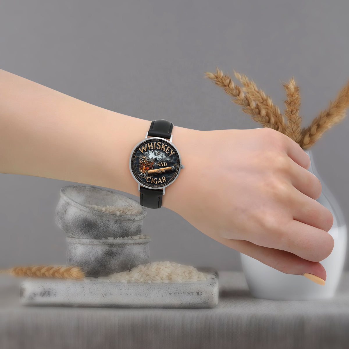 Whiskey And Cigar - Personalized Whisky Hand Watch