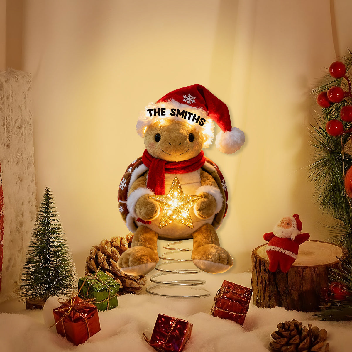 Merry Christmas - Personalized Turtle LED Light Tree Topper