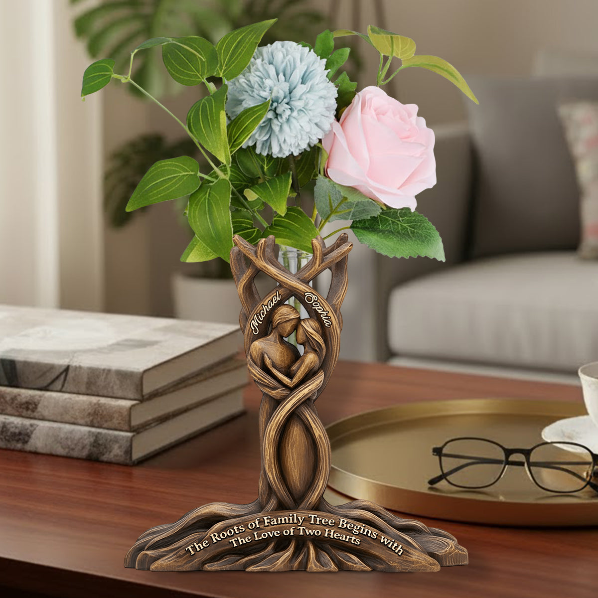 Perfect Gift For Couple - Personalized Couple Custom Shape Acrylic Flower Vase
