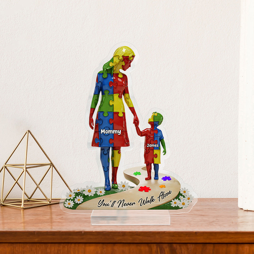 You'll Never Walk Alone - Personalized Autism Awareness Custom Shaped Acrylic Plaque