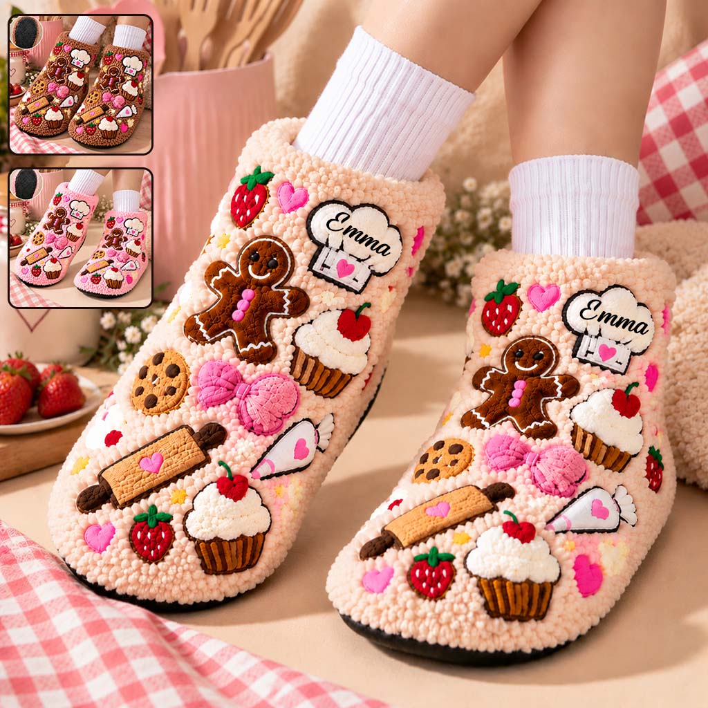 Baking Lovers Gift - Personalized Baking Faux Fur Boot Slippers