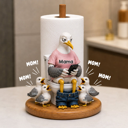 Mom Dad Funny Seagulls - Personalized Father Paper Towel Stand