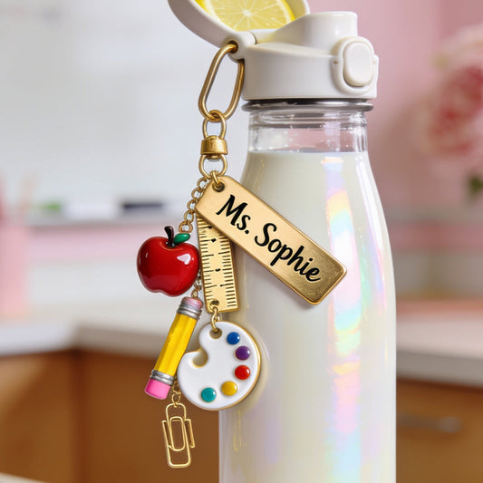 Teach With Love - Personalized Teacher Premium Keychain With Charms